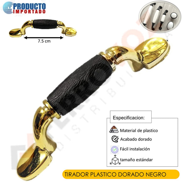 TIRADOR PLASTICO DORADO NEGRO