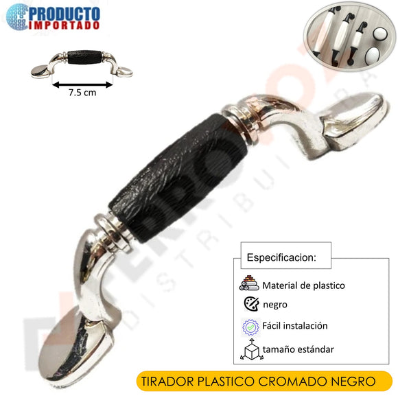 TIRADOR PLASTICO CROMADO NEGRO