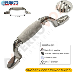 TIRADOR PLASTICO CROMADO BLANCO