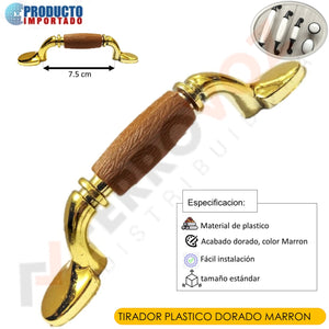 TIRADOR PLASTICO DORADO MARRON