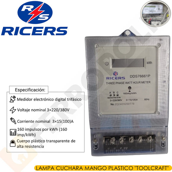 MEDIDOR DIGITAL LUZ 3 X 15 ( 100 )A TRIFASICO 