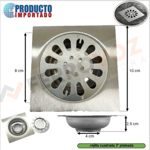 TAPA SUMIDERO REJILLA CUADRADA 3" ACERO INOX