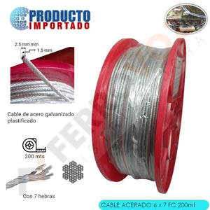 CABLE ACERADO 6 X 7 FC  1.5 MM 200 MT. PLASTIFICADO