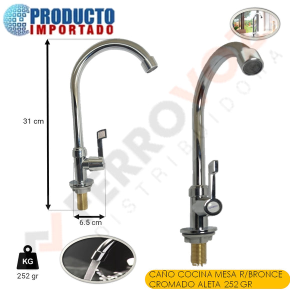 CAÑO COCINA MESA R/BRONCE CROMADO ALETA 252 GR