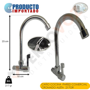 CAÑO COCINA  PARED COMERCIAL CROMADO ALETA  217GR