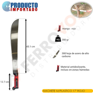 MACHETE 17" M/ GOMA "BELLOTA" ROJO