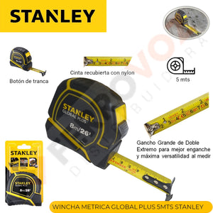 WINCHA IMPACTO 8 mt. x 25 mm. Global Plus "STANLEY"