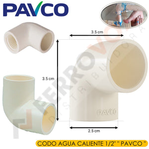 CODO AGUA CALIENTE CPVC 1/2" x 90" S/ ROSCA "PAVCO "