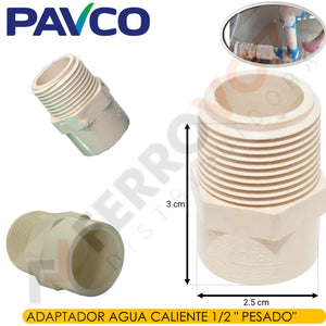 ADAPTADOR CALIENTE CPVC 1/2" C/ ROSCA "PAVCO "