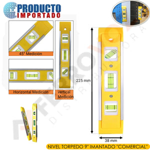 NIVEL TORPEDO IMANTADO 9" C/ ALUMINIO