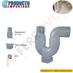 TRAMPA 2" GRIS C / REDUCCION A 1 1/2"