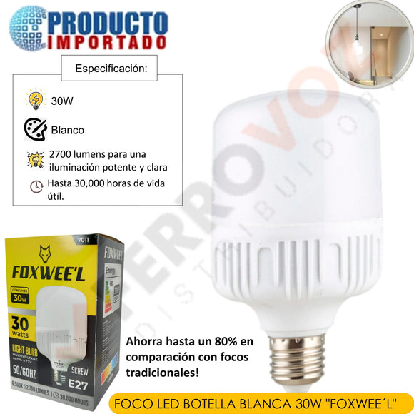 FOCO LED BOTELLA BLANCA 30W  