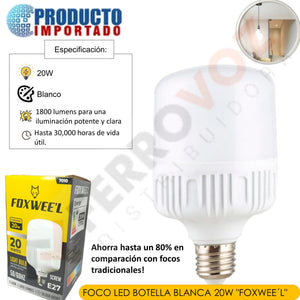 FOCO LED BOTELLA BLANCA 20W  "FOXWEE´L"