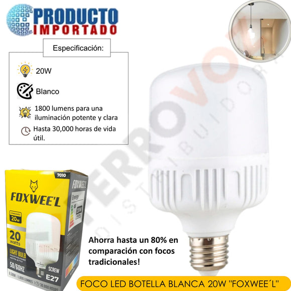 FOCO LED BOTELLA BLANCA 20W  