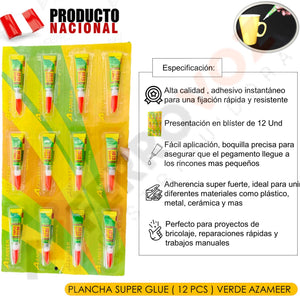 PLANCHA SUPER GLUE ( 12 PCS ) VERDE AZAMEER