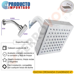 DUCHA CROMADA CUADRADO 4"