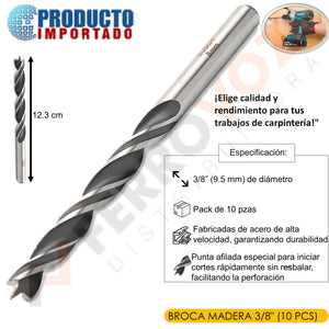 BROCA MADERA 3/8"  (10 PCS)