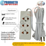 EXTENSION ELECTRICA MELLIZO 3 mt. ESPIGA PLANA CAL#16