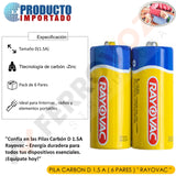 PILA CARBON D  1.5 A ( 6 pares ) " RAYOVAC "