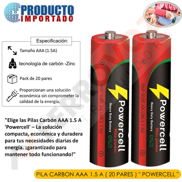 PILA CARBON AAA  1.5 A  ( 20 PARES ) 