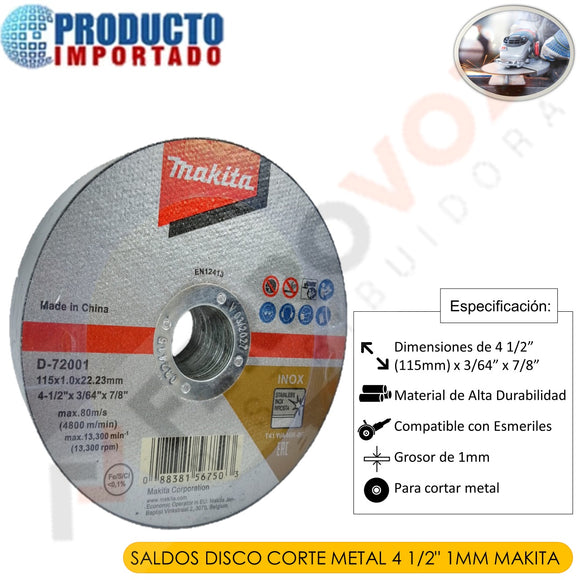 OFERTA DISCO CORTE METAL INOX 4 1/2