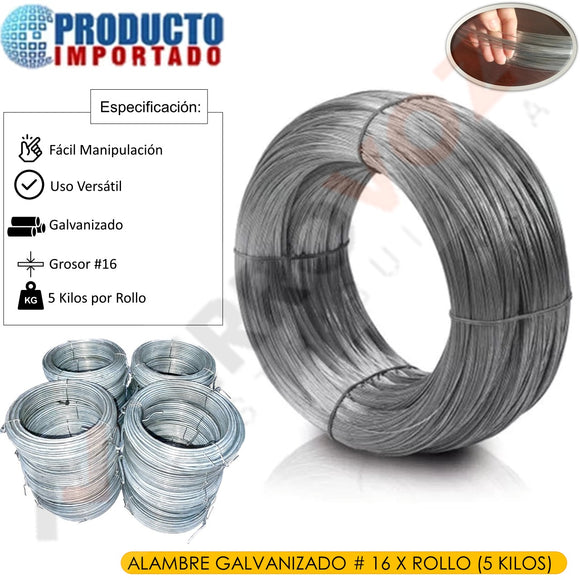 ALAMBRE GALVANIZADO # 16 X ROLLO (5 KILOS)