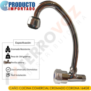 CAÑO COCINA COMERCIAL CROMADO CORONA 164GR