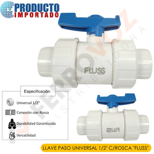 LLAVE PASO UNIVERSAL 1/2" C/ ROSCA "FLUSS"