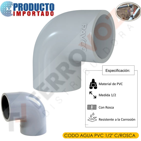 CODO AGUA PVC 1/2