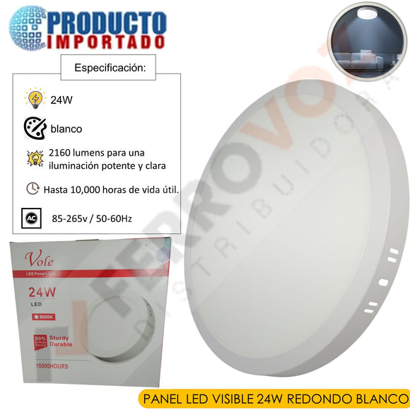 PANEL LED VISIBLE 24W REDONDO BLANCO