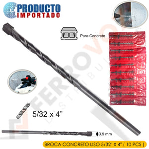 BROCA CONCRETO LISO 5/32" X 4" (10PCS)