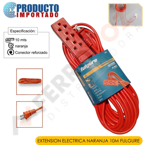 EXTENSION ELECTRICA NARANJA 10M FULGURE