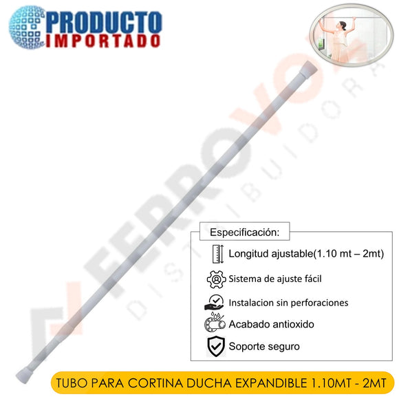 TUBO PARA CORTINA DUCHA EXPANDIBLE 1.10mt - 2mt