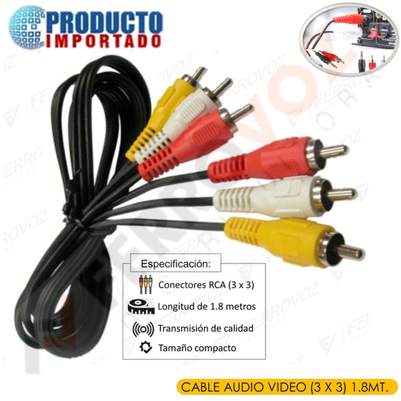 CABLE AUDIO VIDEO  (3 X 3) 1.8MT.