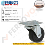GARRUCHA MOVIL PLATAFORMA NEGRO 3"