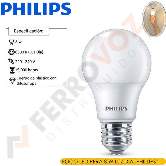 FOCO LED PERA 8 W LUZ DIA  