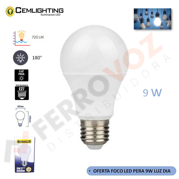 OFERTA FOCO LED PERA 9 W LUZ DIA 