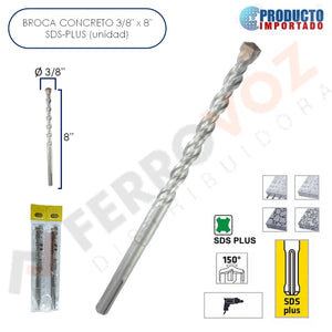 BROCA CONCRETO 3/8 " x 8" SDS-PLUS (unidad)