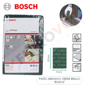 PAÑO ABRASIVO VERDE BRILLO ACERO INOX " BOSCH "