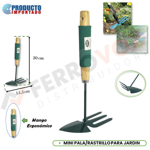 MINI PALA / RASTRILLO PARA JARDIN M/ ERGONOMICO 30 CM.