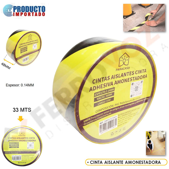 CINTA ADHESIVA SEÑALIZACION 48 mm X 33 mts.