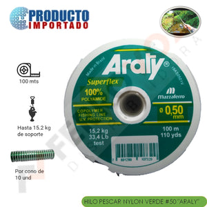 HILO PESCAR NYLON #50 "ARATY "100MT  ( VERDE ) x 10 PCS