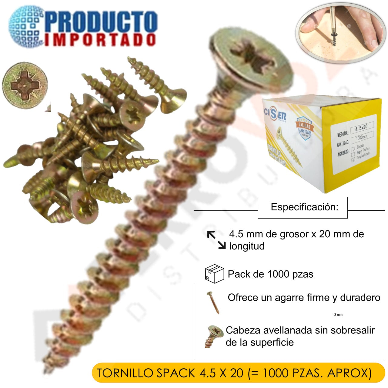 TORNILLO SPACK 4.5 X 20 (= 1000 PZAS. APROX) β FERROVOZ IMPORT