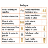 JUEGO DE 17 ACCESORIOS NEUMÁTICOS, CUERDA 1/4' NPT, TRUPER