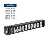 JUEGO DE 10 DADOS CUADRO 1/2' MM, TRUPER