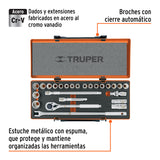 JUEGO DE 25 HERRAMIENTAS CUADRO 1/2' STD Y MM PARA MECÁNICO