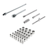 JUEGO DE 42 HERRAMIENTAS CUADRO 1/2' STD Y MM PARA MECÁNICO
