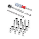 JUEGO DE 20 HERRAMIENTAS CUADRO 1/4' STD PARA MECÁNICO