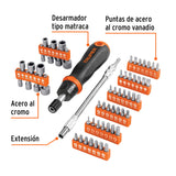 DESARMADOR TIPO MATRACA CON 42 PUNTAS, 14 DADOS Y EXTENSIÓN