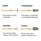 JUEGO DE 4 HERRAMIENTAS PARA JARDÍN, MANGO 12-1/4', TRUPER